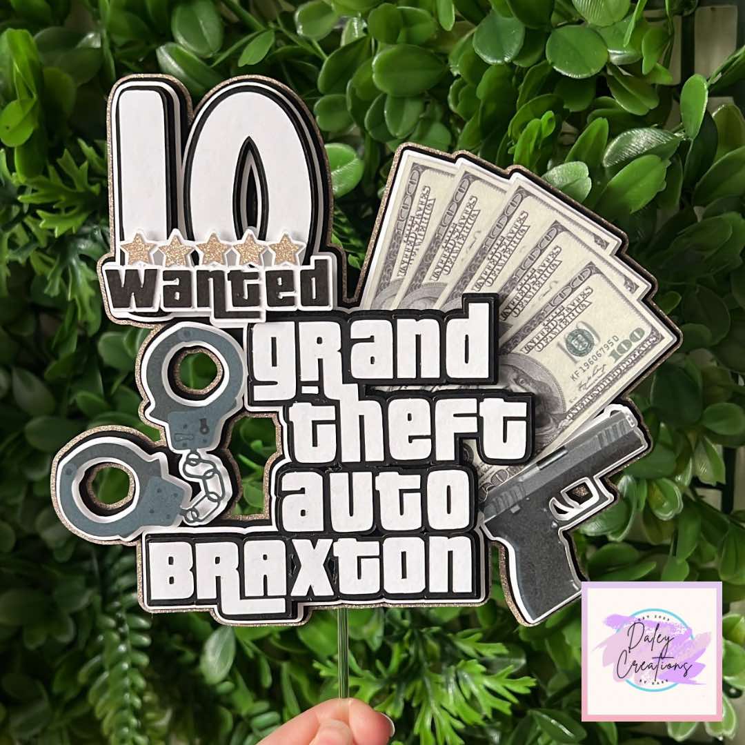 Gaming Theft | Grand Auto | 3D Cake Topper |